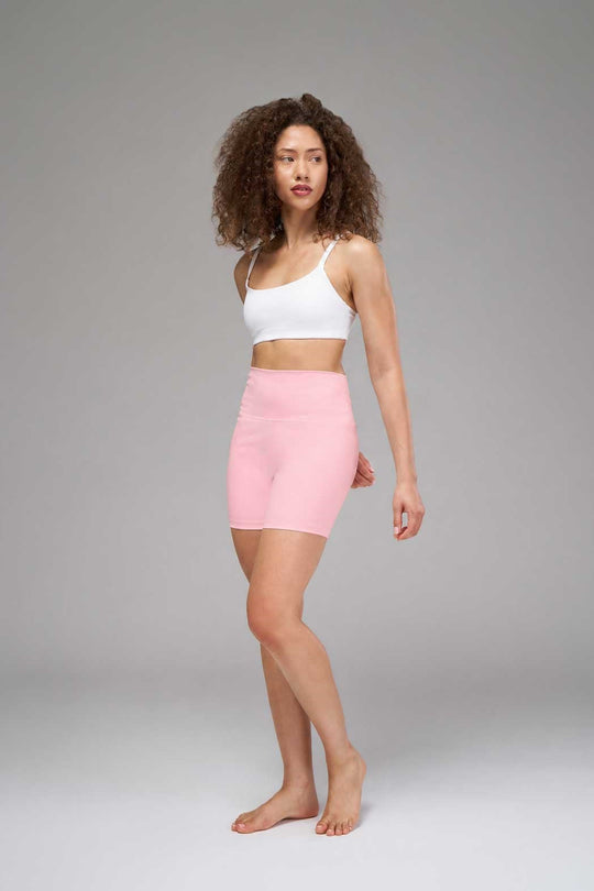 High-waisted shorts with a hidden waistband pocket for essentials.