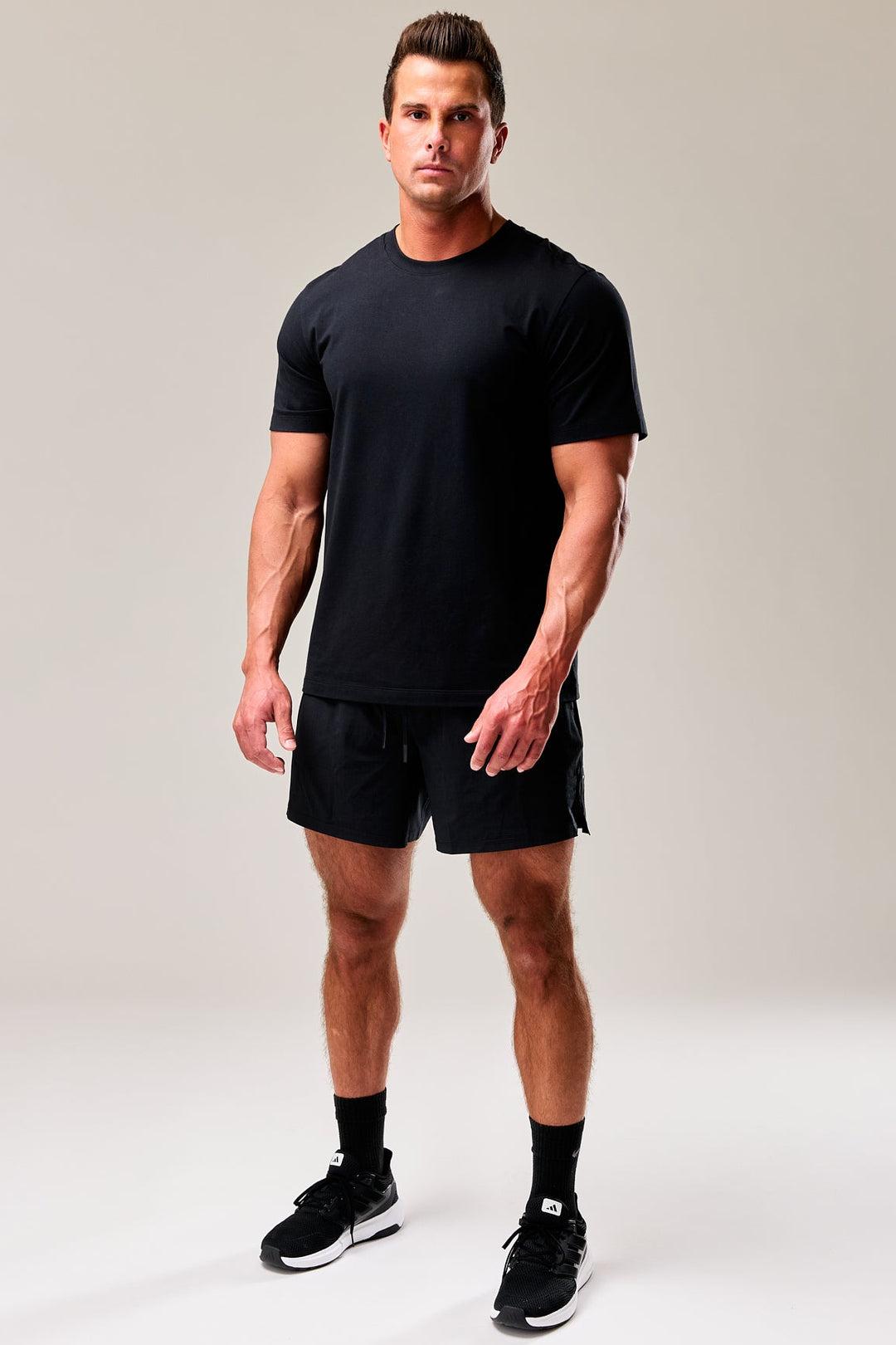 Running shorts with built-in lining pockets, side pockets, and a zippered back pocket for secure essentials.