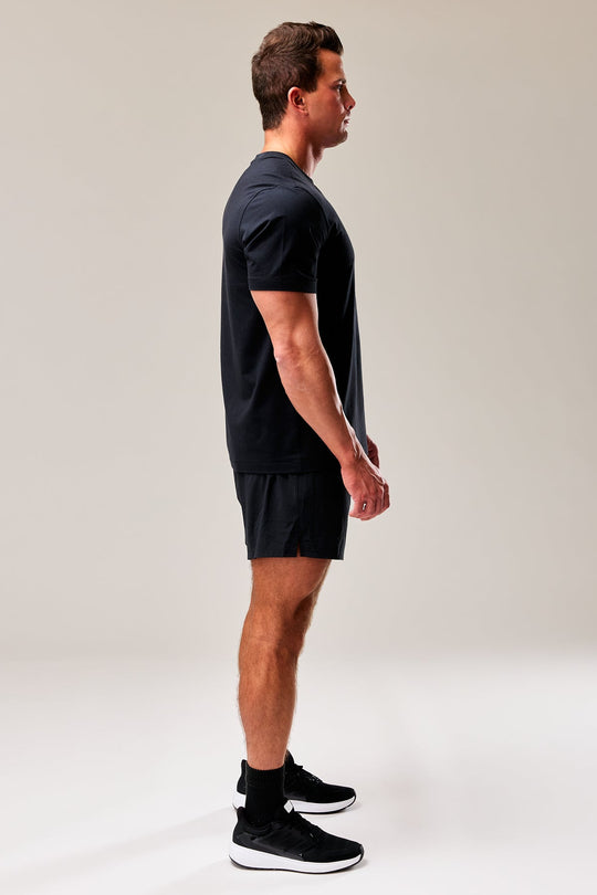 Running shorts with built-in lining pockets, side pockets, and a zippered back pocket for secure essentials.