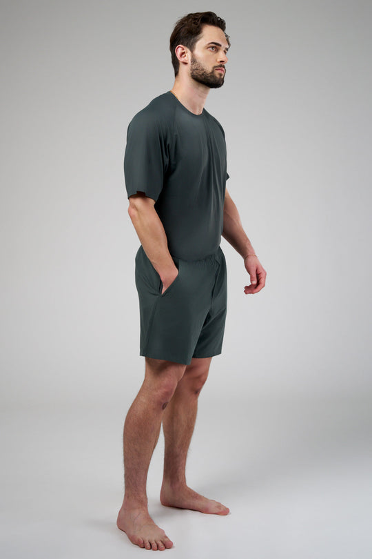 Performance tee with raglan sleeves designed for freedom of movement and all-day comfort.