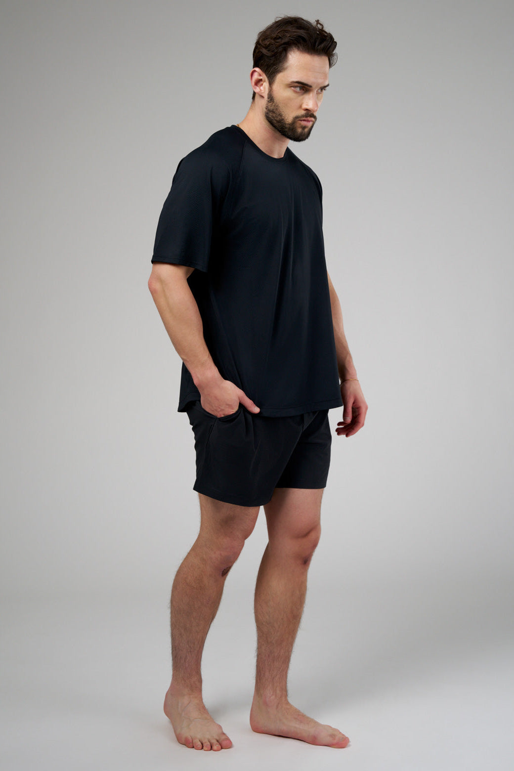 Performance tee with raglan sleeves designed for freedom of movement and all-day comfort.