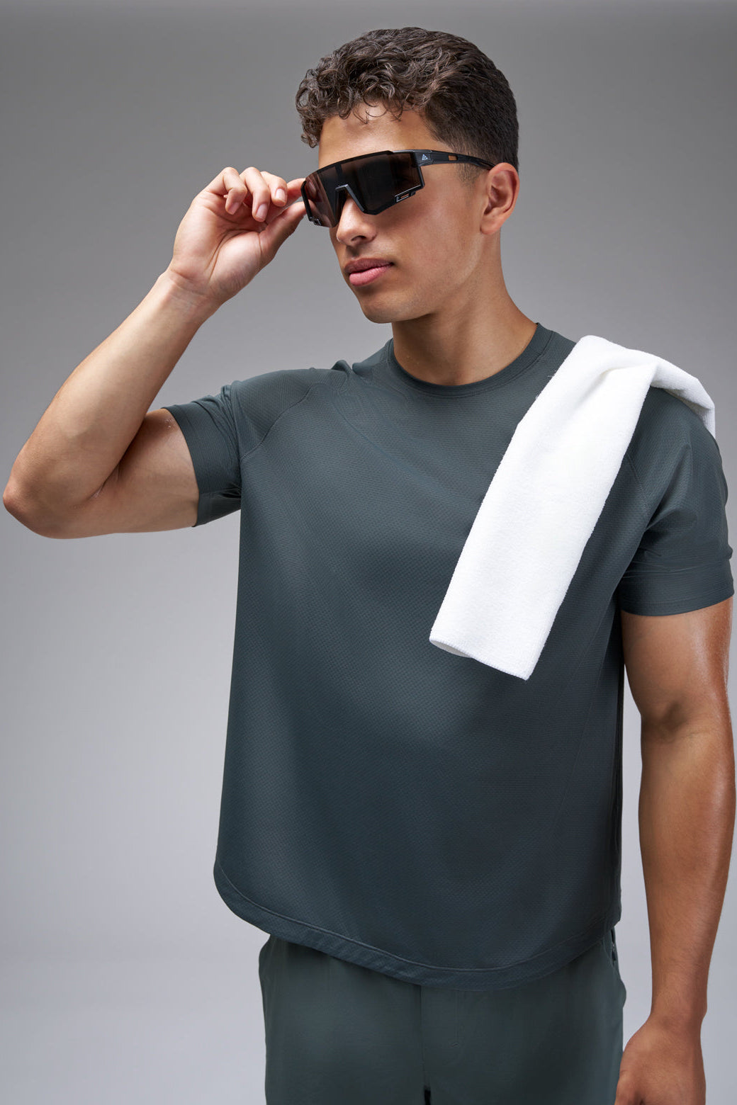 Performance tee with raglan sleeves designed for freedom of movement and all-day comfort.