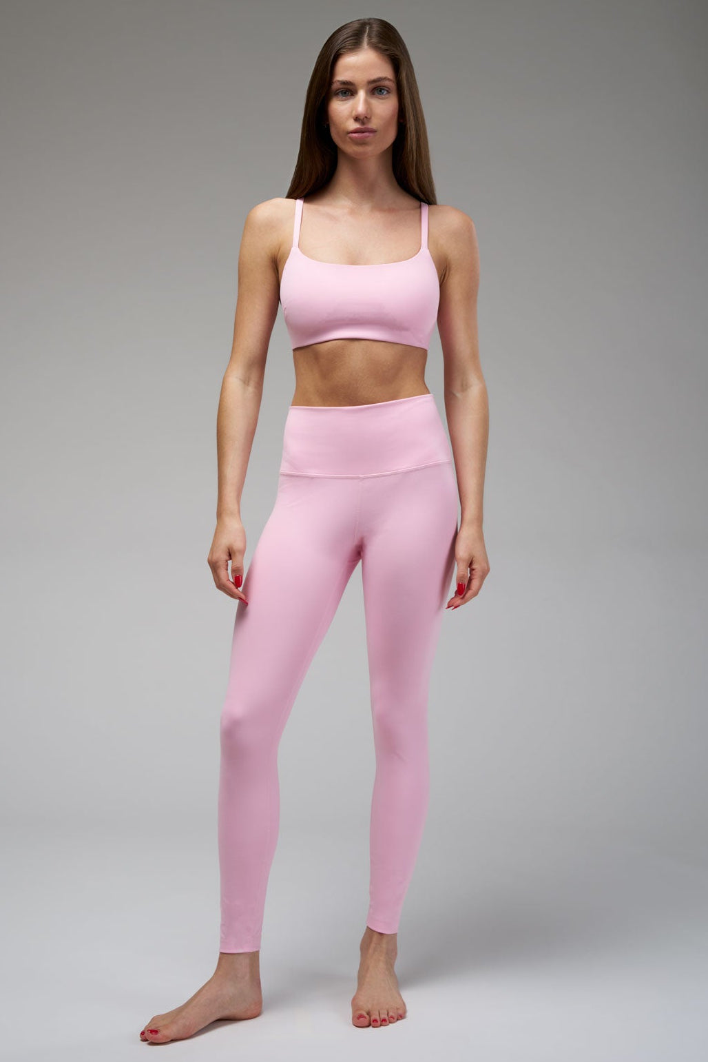 Women's Pink Sports Bra and Leggings Front