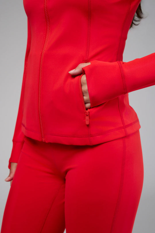 Cropped stretch jacket designed for effortless all-day wear.