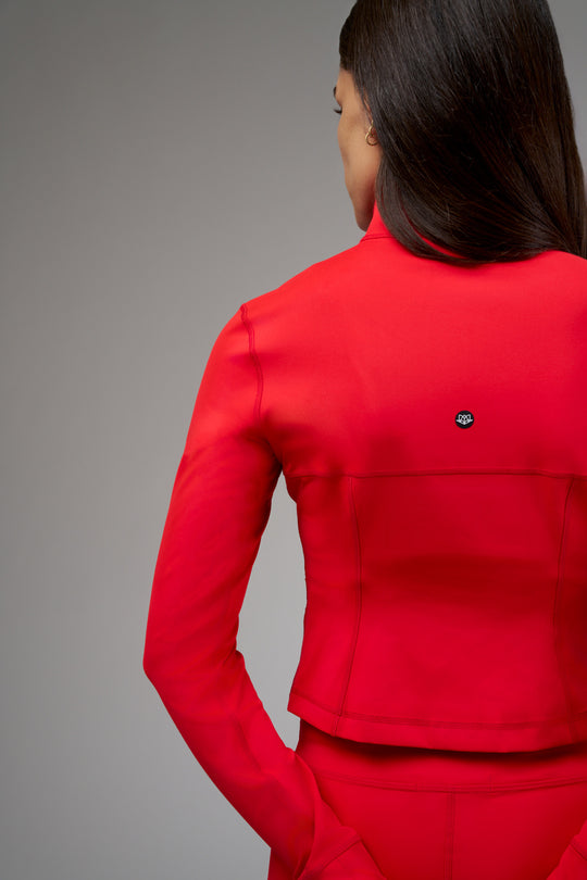 Cropped stretch jacket designed for effortless all-day wear.