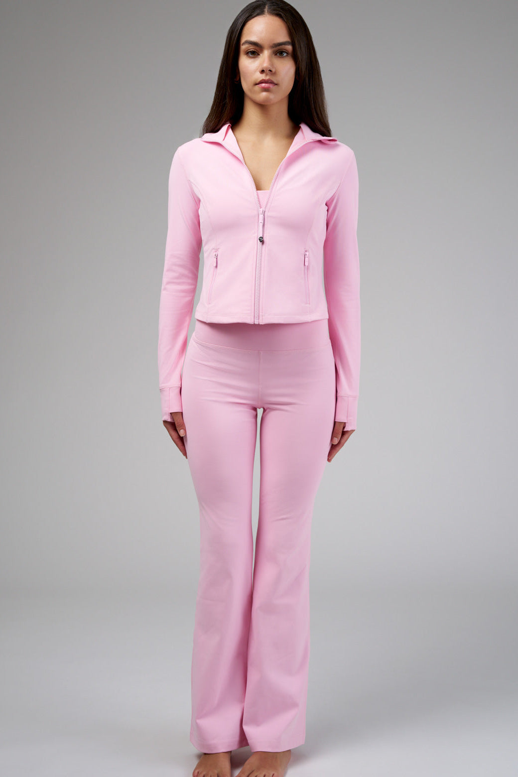 Cropped stretch jacket designed for effortless all-day wear.