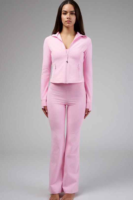 Cropped stretch jacket designed for effortless all-day wear.