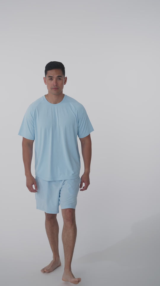 Performance tee with raglan sleeves designed for freedom of movement and all-day comfort.
