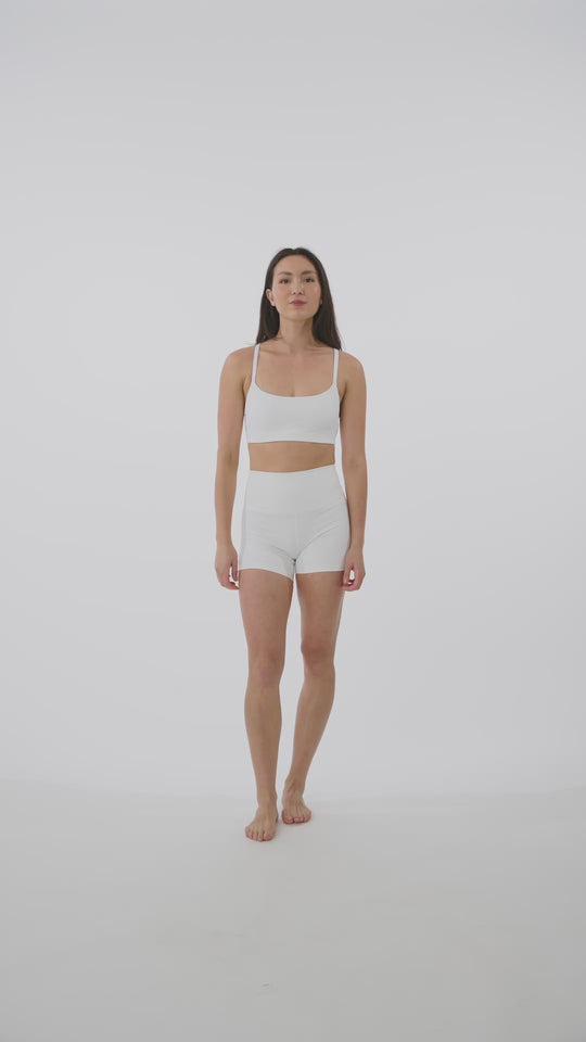 High-waisted shorts with a hidden waistband pocket for essentials.